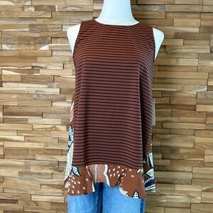Doe & Rae | Brown/Black Stripe | Mixed Print  Open-Back | Swing Top | Various SZ